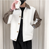 Men's Casual Lapel Color Block Jacket