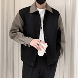 Men's Casual Lapel Color Block Jacket