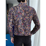 Men's Retro Slim Lapel Floral Shirt