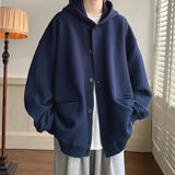 Men American Vintage Waffle Hooded Cardigan