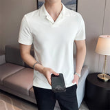 Men's Summer V-neck Business Slim Polo T-shirt