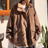 Casual Loose Stand Collar Large Pocket Corduroy Jackets