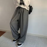 Men's Vintage Elastic Waist Drape Plaid Pants