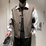 Men's Casual Lapel Color Block Jacket