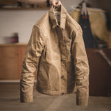 Men's Vintage Waxed Canvas Jacket Trucker Coat