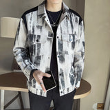 Men's Casual Colorblock Graffiti Jacket