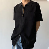 Men's Vintage Knit Short Sleeve Zip T-Shirt