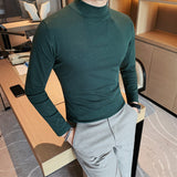 Men's Slim Fit Long Sleeve Shiny Turtleneck T-Shirt