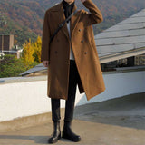 Men's Casual Camel Medium Long Coat