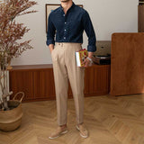 Men's Japanese Retro Casual Corduroy Long Sleeve Shirt