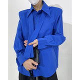 Loose Long-sleeve Shoulder-padded Shirt