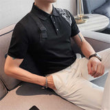 Men's Business Luxury Casual Lapel Splicing Polo Shirt Slim Fit T-Shirt