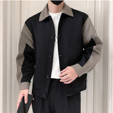 Men's Casual Lapel Color Block Jacket