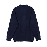 Mock Neck Zipper Navy Blue Sweater