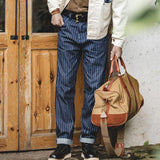 "Wabash Raw Denim" Railway Stripe Straight Men's Pants