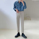 Men's Casual Drape Solid Color Long Sleeve Shirt