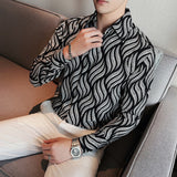 Men's Long Sleeve Floral Square Neck Shirt