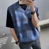 College Check Casual Knit Vest