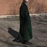 Men's Casual Thick Loose Dark Green Long Coat