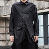 Men's Clothing Japanese Dark Irregular Hem Mid-length Long Sleeve Shirt