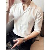 Men's Business Vintage Print Long Sleeve Lapel Shirt