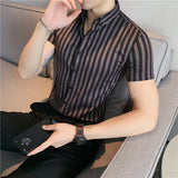 Men's Business Casual Slim Fit Striped Long Sleeve Shirt