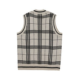 College Check Casual Knit Vest