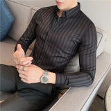 Men's Business Casual Slim Fit Striped Long Sleeve Shirt