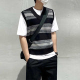 Sleeveless V Neck Knit Summer Striped Vest