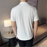 Men's Stretch Slim Striped Short Sleeve Polo Shirt