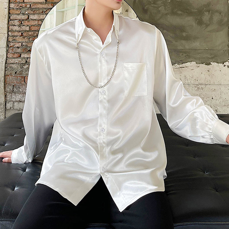 Men Summer Casual Glossy Long Sleeve Shirt – chicoud