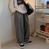 Men's Vintage Elastic Waist Drape Plaid Pants