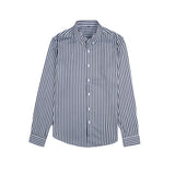 Men's British Casual Slim Striped Long Sleeve Shirt