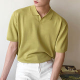 Men's Ice Silk Knit T-Shirt Short Sleeve POLO Shirt