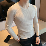 Men Low Neck Tight Long Sleeve Bottoming Shirt