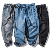 Men Casual Simple Solid Color Oleno Harem Denim Pants